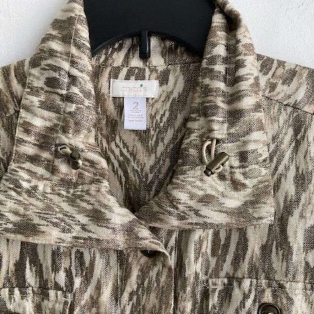 Womens Chicos Metallic Lightweight Linen Cotton Jacket Size 2 Gorgeous Style